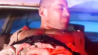 BOUND MUSCLE JOCKS - Officer Derek da Silva bound to the hood of a car