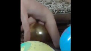 Balloon play popping humping cum