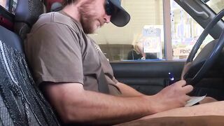 Horny Guy Bustin A Nut at the Bank  Hands free Public Cum