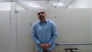 Jerking in a public restroom