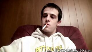 BOYS-SMOKING - Athletic amateur Brian Strowkes smokes cigars while jerking