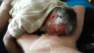 Sexy Silver Daddybear Sucking Cock