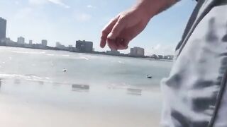 Jerking off on public beach-Big Cum Shot-Hairy Bear 3