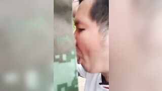 Outdoor Blowjob with Thai Man, Swallowing Cum