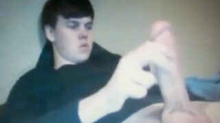 Chubby Guy Strokes His Huge Cock on Cam