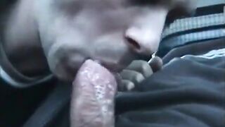 Car Blowjob with a Twist: I Cum in His Mouth!