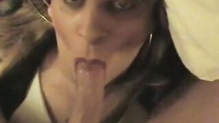 Crossdresser Gets a Mouthful of Cum