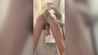 spunking in the douche after masturbate my monstrous white fuck-stick