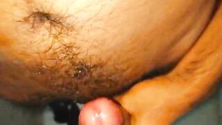 Indian ample trunk man joy on shower