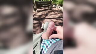 Outdoors fapping my cute thick stiff mushroom tipped schlong and good-sized pouch