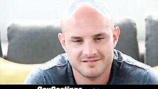 GayCastings hefty pipe tears up leather SF grizzly on audition cou