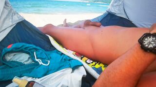 Attempting Not To Get Rigid Seeing Nubiles On The Naked Beach - Delicate Chisel Precum Seep