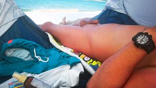 Attempting Not To Get Rigid Seeing Nubiles On The Naked Beach - Delicate Chisel Precum Seep