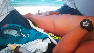 Attempting Not To Get Rigid Seeing Nubiles On The Naked Beach - Delicate Chisel Precum Seep