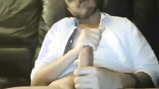 Huge Cock Latin Stud Explodes with Cum on Webcam