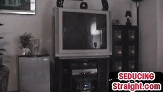 STR8 BOYZ TEMPTED - Bony str8 amateur bj'ed by homo while witnessing str8 porno