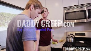 Twink Sage Roux cleans his wild stepdad Brody Kayman by sucking his dick