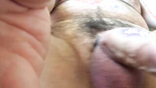 Hairy Daddy's Big Uncut Cock Cums Hard