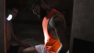 My bearded stepdad Matt Muck shoves his huge flashlight into my dark ass