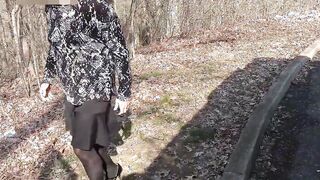 Outdoor Crossdresser Jane Plays with Sex Toy