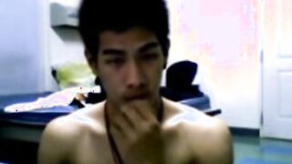 Thai Guy Strokes and Shoots on Webcam