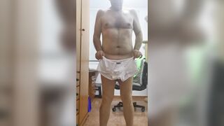 WHITE BOXER CUT-OFFS WITH JOCKSTRAP