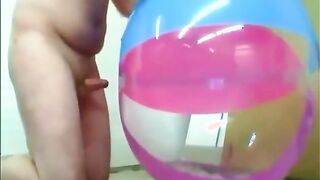 Dad Plays with Inflatable Beach Ball Lovemaking Fucktoy