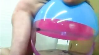 Dad Plays with Inflatable Beach Ball Lovemaking Fucktoy