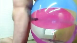 Dad Plays with Inflatable Beach Ball Lovemaking Fucktoy