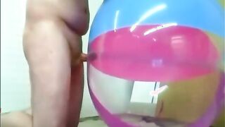 Dad Plays with Inflatable Beach Ball Lovemaking Fucktoy