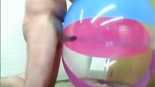 Dad Plays with Inflatable Beach Ball Lovemaking Fucktoy