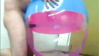 Dad Plays with Inflatable Beach Ball Lovemaking Fucktoy