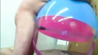 Dad Plays with Inflatable Beach Ball Lovemaking Fucktoy