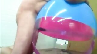 Dad Plays with Inflatable Beach Ball Lovemaking Fucktoy