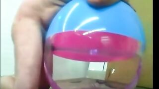 Dad Plays with Inflatable Beach Ball Lovemaking Fucktoy