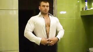 Bulky Russian Wolf Undresses and Plays