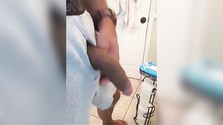 BIG BLACK COCK peeing then getting bigger