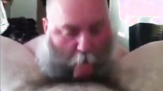 Bearded Daddy Sucks Big Cock