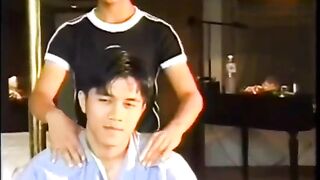 Asian twinks giving heads while breeding in trio for jizz