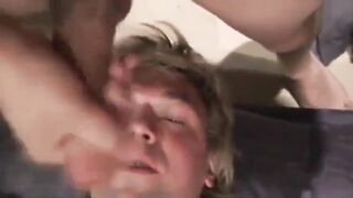 Fucking the twinks mouth and cumming on his face