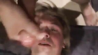 Fucking the twinks mouth and cumming on his face