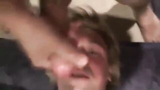 Fucking the twinks mouth and cumming on his face