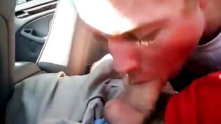 Blowing a friend in the car and he cums in my mouth 12