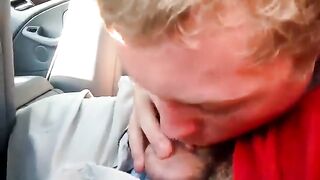 Blowing a friend in the car and he cums in my mouth 12