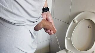 I showcase my long foreskin while peeing and then an orgasm that I have never expert before