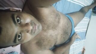 Sexy hairy sri lankan boy with blue underwear trying to masturbate in anex room