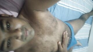 Sexy hairy sri lankan boy with blue underwear trying to masturbate in anex room