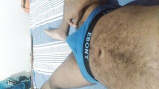 Sexy hairy sri lankan boy with blue underwear trying to masturbate in anex room