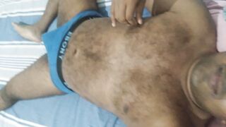 Sexy hairy sri lankan boy with blue underwear trying to masturbate in anex room