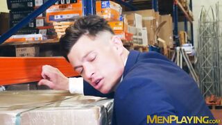 Hot ass banging in the warehouse by suited Diego Summers and Ruslan Angelo